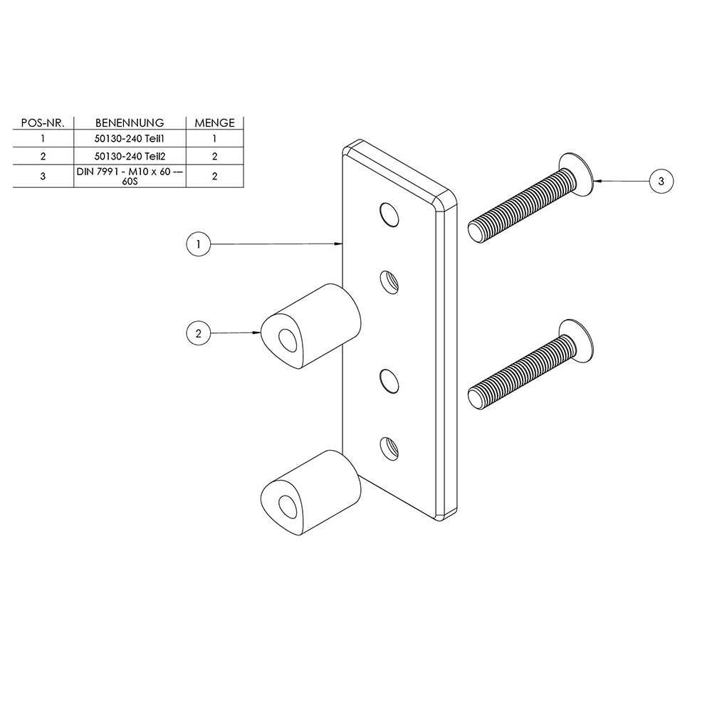 Wandhalter für Geländerpfosten, Platte 165 x 60 x 10mm, für Rohr ø 42,4mm