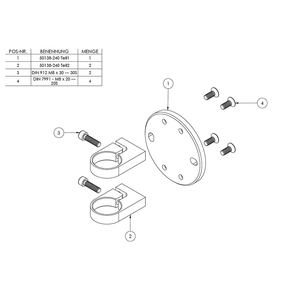 Wandanker zum Spannen, mit Platte 120 x 10mm, für 42,4mm Rohr