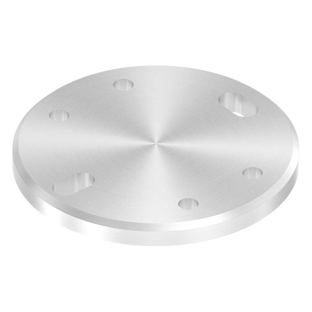 Ronde ø 120mm, Stärke 10mm, mit zwei 20 x 11mm Langlöchern und vier ø 8,5mm Bohrungen, für Spannringe