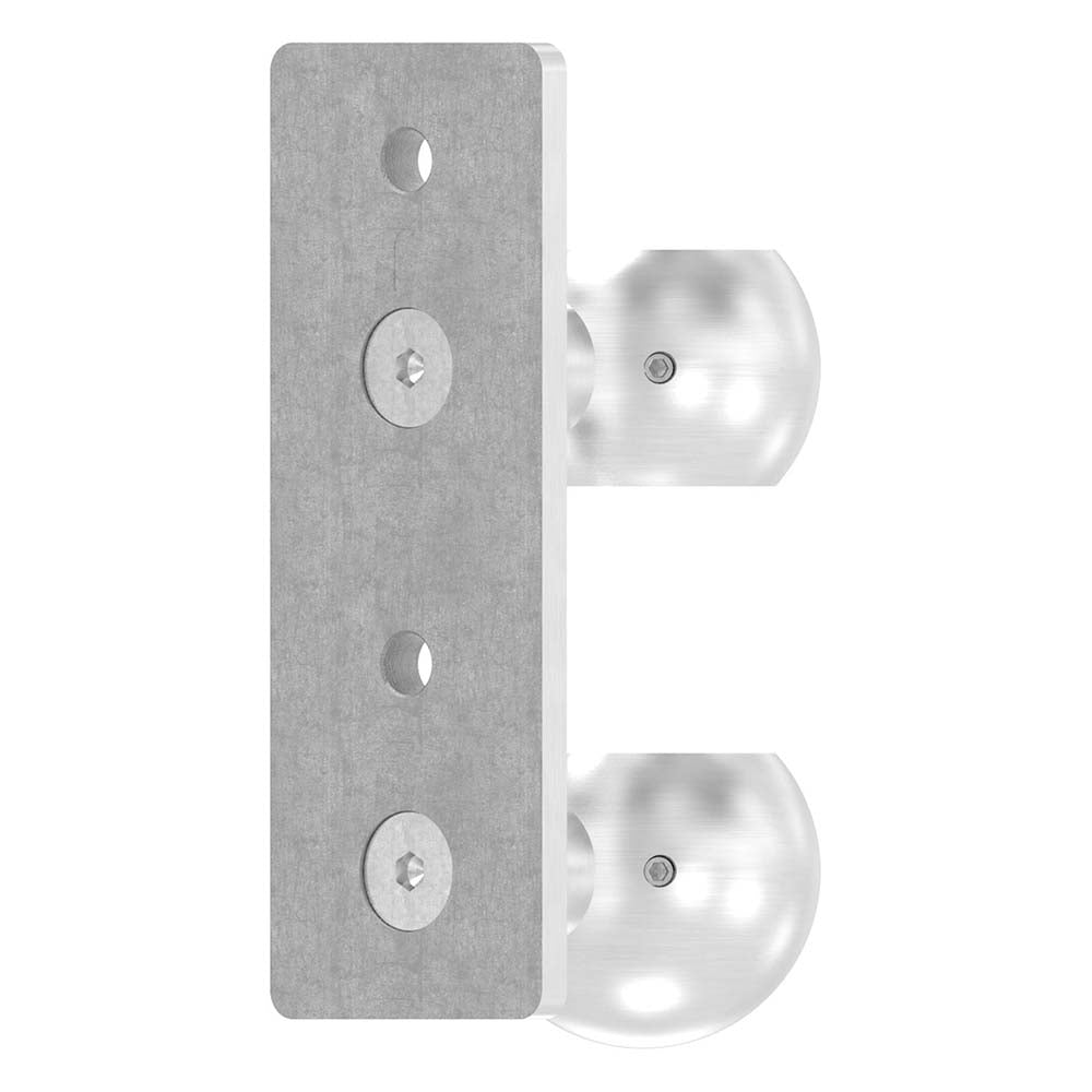 Wandhalter mit Kugelringen für Geländerpfosten, Platte 165 x 60 x 10mm, für Rohr ø 42,4mm