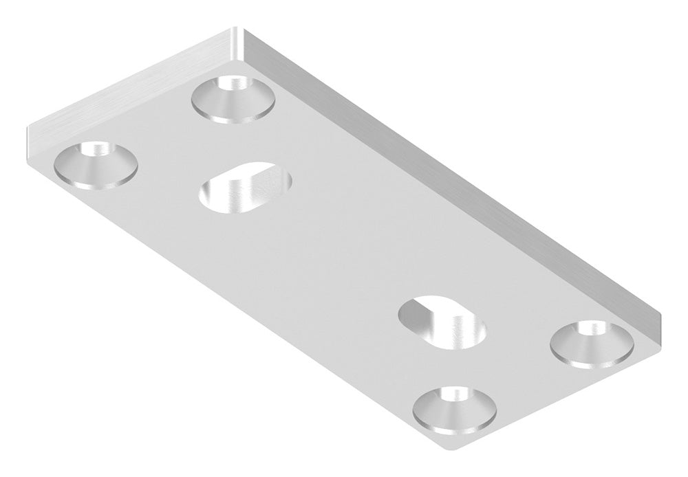 Ankerplatte 130 x 55mm, Stärke 8mm, mit zwei 20 x 13mm Langlöchern und vier ø 8,5mm Bohrungen, für Spannringe