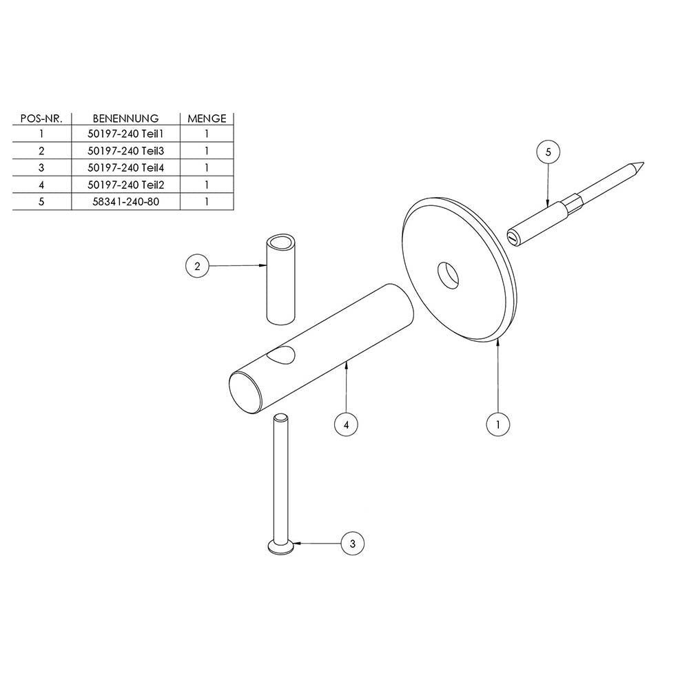 Handlaufhalter zur Wandbefestigung mit verschraubter Ronde 68 x 5mm, mit M6 Senkkopfschraube, inkl. M8x80mm Stockschraube