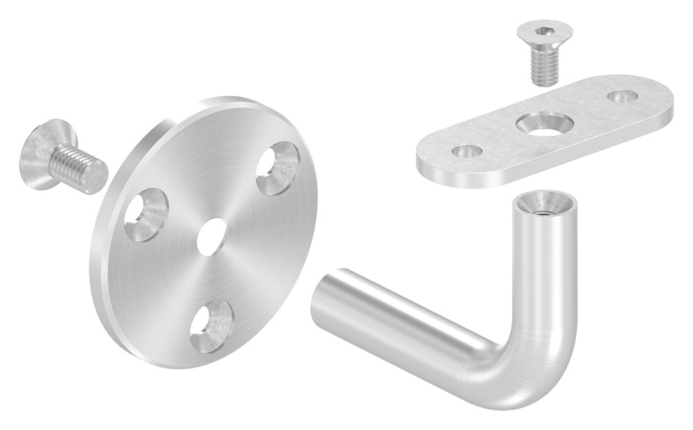 Handlaufhalter zur Wandbefestigung mit verschraubter Ronde 60 x 5mm, für Vierkantrohr, in V4A
