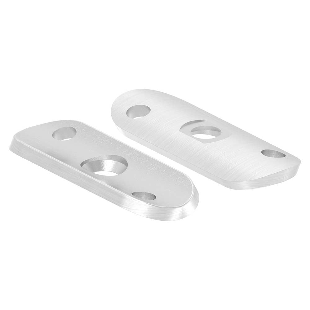 Handlaufanschlussplatte 63 x 25 x 4mm, für Anschluss an ø 42,4mm Rohr, mit versetzter Bohrung