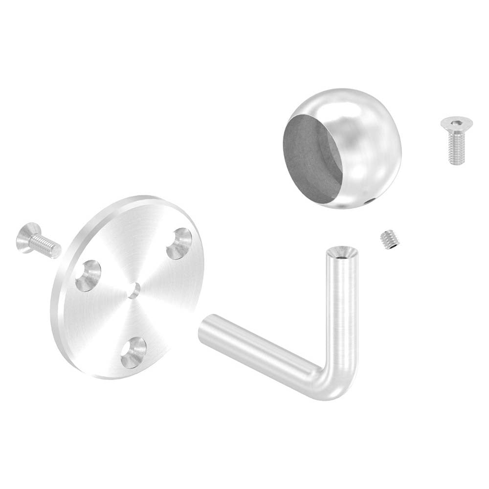 Handlaufhalter zur Wandbefestigung mit verschraubter Ronde 70 x 6mm, mit Kugelring für Rohr ø 33,7mm