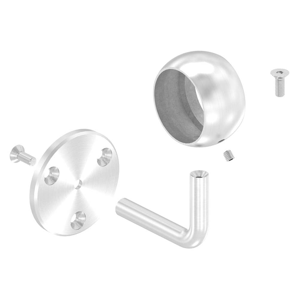 Handlaufhalter zur Wandbefestigung mit verschraubter Ronde 70 x 6mm, mit Kugelring für Rohr ø 48,3mm