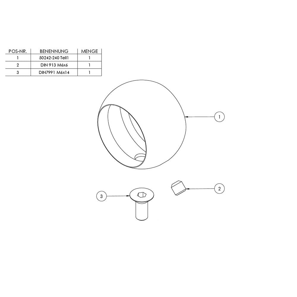 Kugelring ø 55mm für Handlaufhalter, für Rohr ø 42,4mm