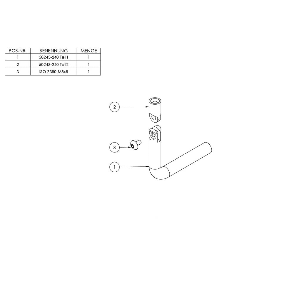 ø 12mm Bügel mit Gelenk, mit M6 x 20mm Innengewinde unten und M6 x 10mm Innengewinde oben