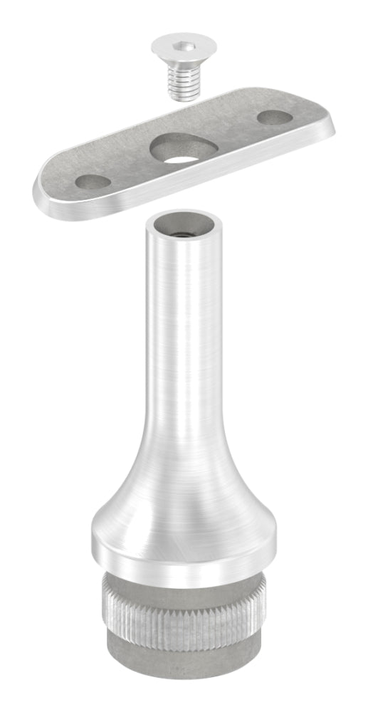 Handlaufstütze zum Einschlagen für ø 33,7 x 2,0mm Pfosten, mit Halteplatte für Handlauf ø 42,4mm