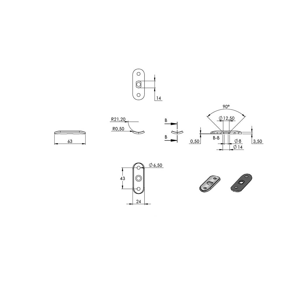 Handlaufstütze zum Einschlagen für ø 42,4 x 2,0mm Pfosten, mit Halteplatte für Handlauf ø 42,4mm