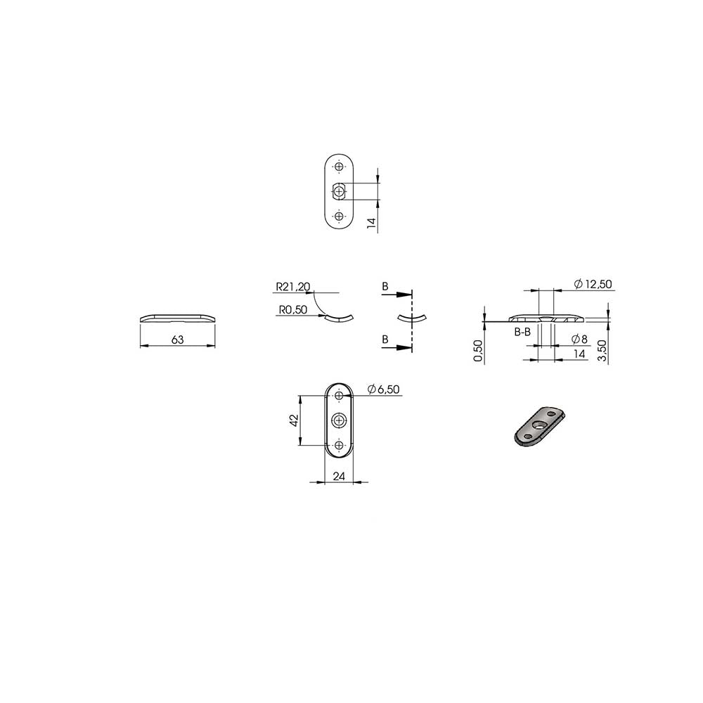 Handlaufstütze zum Einschlagen für ø 48,3 x 2,0mm Pfosten, mit Halteplatte für Handlauf ø 42,4mm