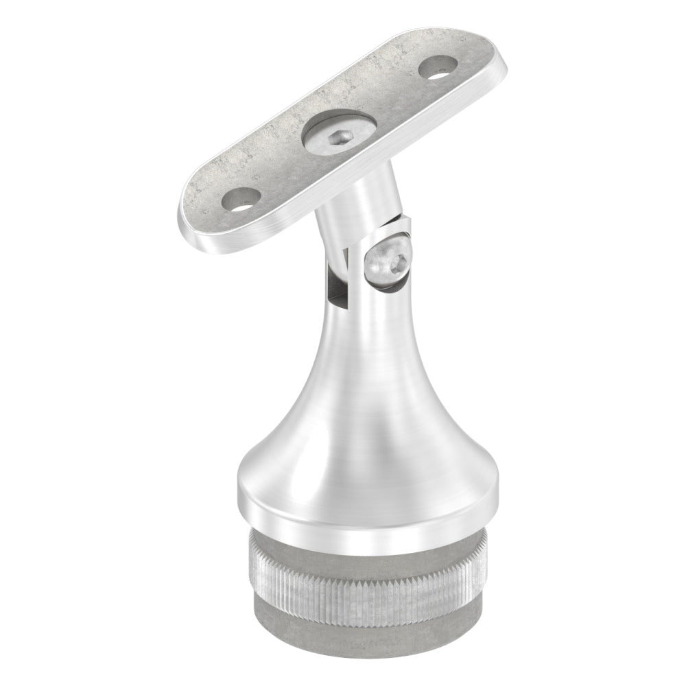 Handlaufstütze mit Gelenk zum Einschlagen für ø 42,4 x 2,0mm Pfosten, mit Halteplatte für Handlauf ø 42,4mm