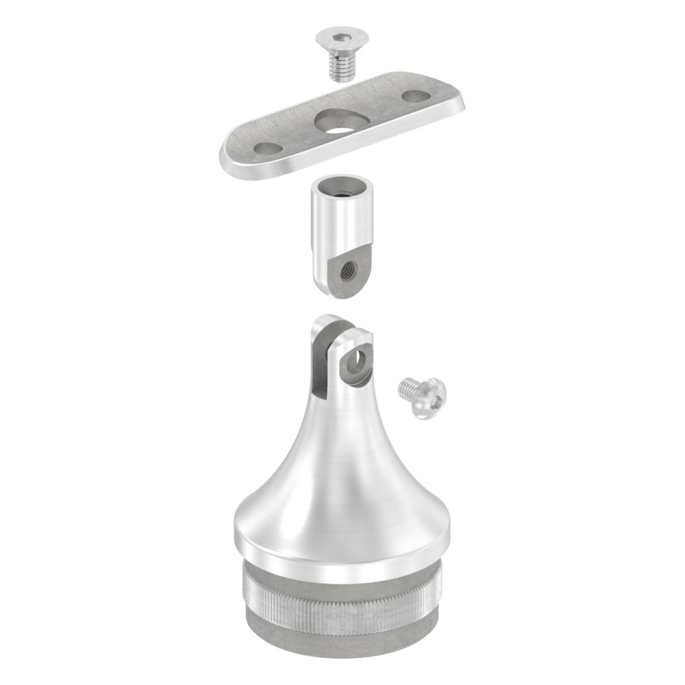 Handlaufstütze mit Gelenk zum Einschlagen für ø 48,3 x 2,0mm Pfosten, mit Halteplatte für Handlauf ø 42,4mm