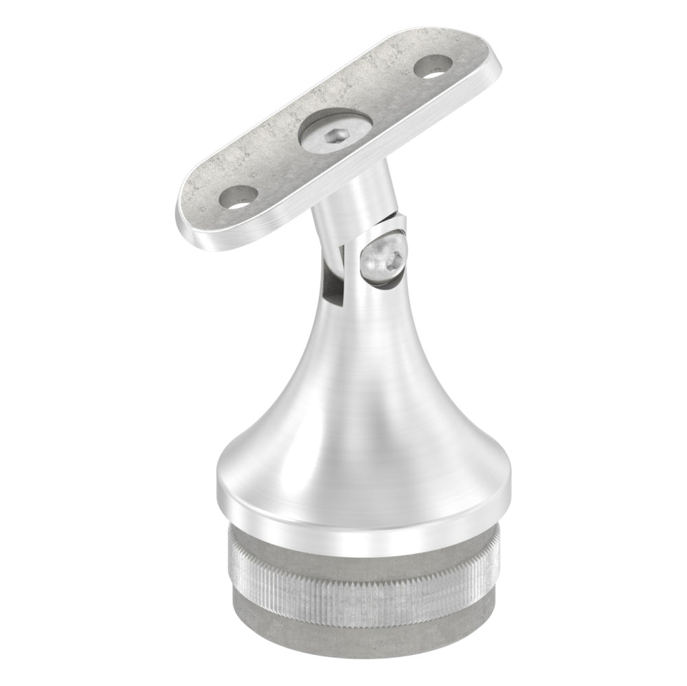 Handlaufstütze mit Gelenk zum Einschlagen für ø 48,3 x 2,0mm Pfosten, mit Halteplatte für Handlauf ø 42,4mm