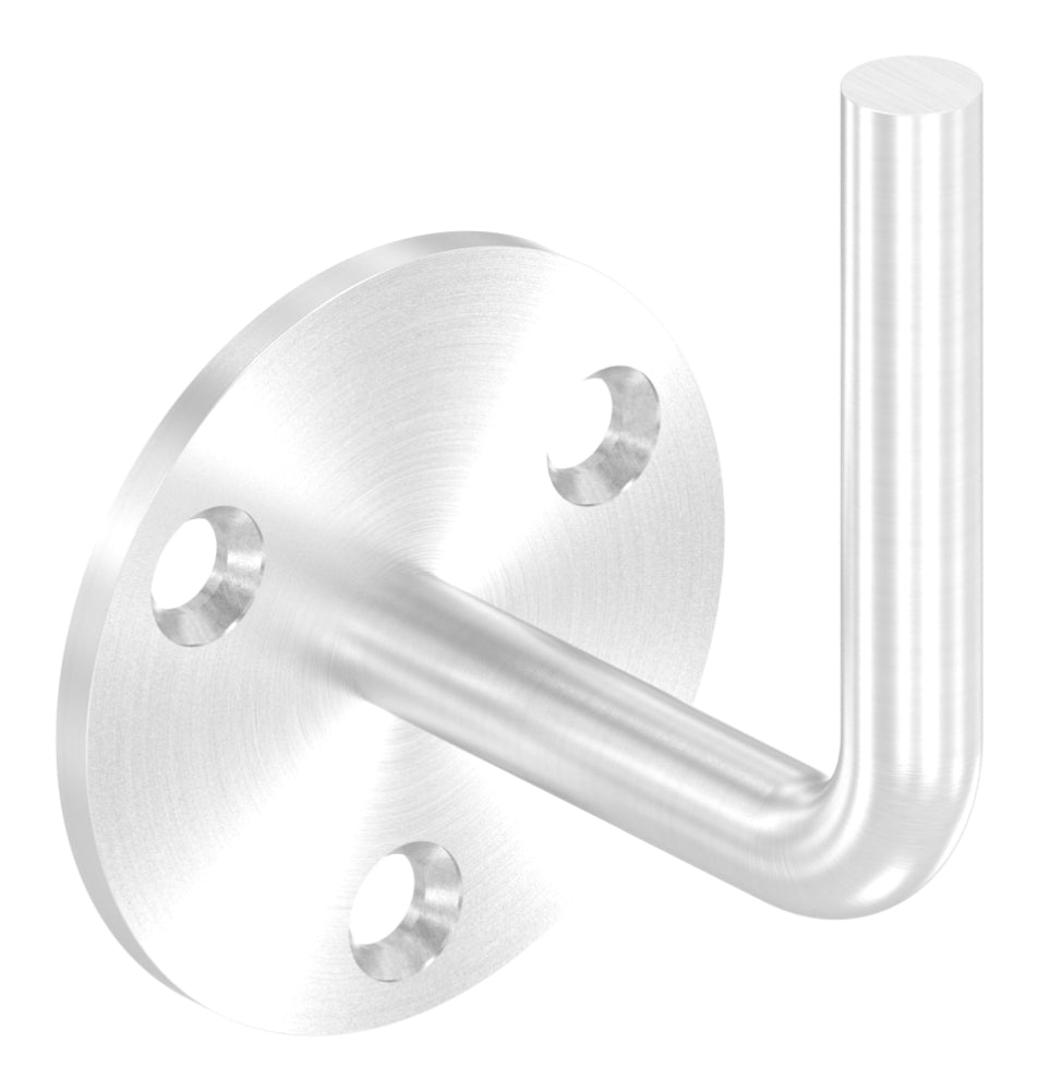 Handlaufhalter zur Wandbefestigung mit verschweißter Ronde 70 x 4mm mit drei gesenkten ø 8,5mm Bohrungen, zum Anschweißen, Wandabstand 70mm