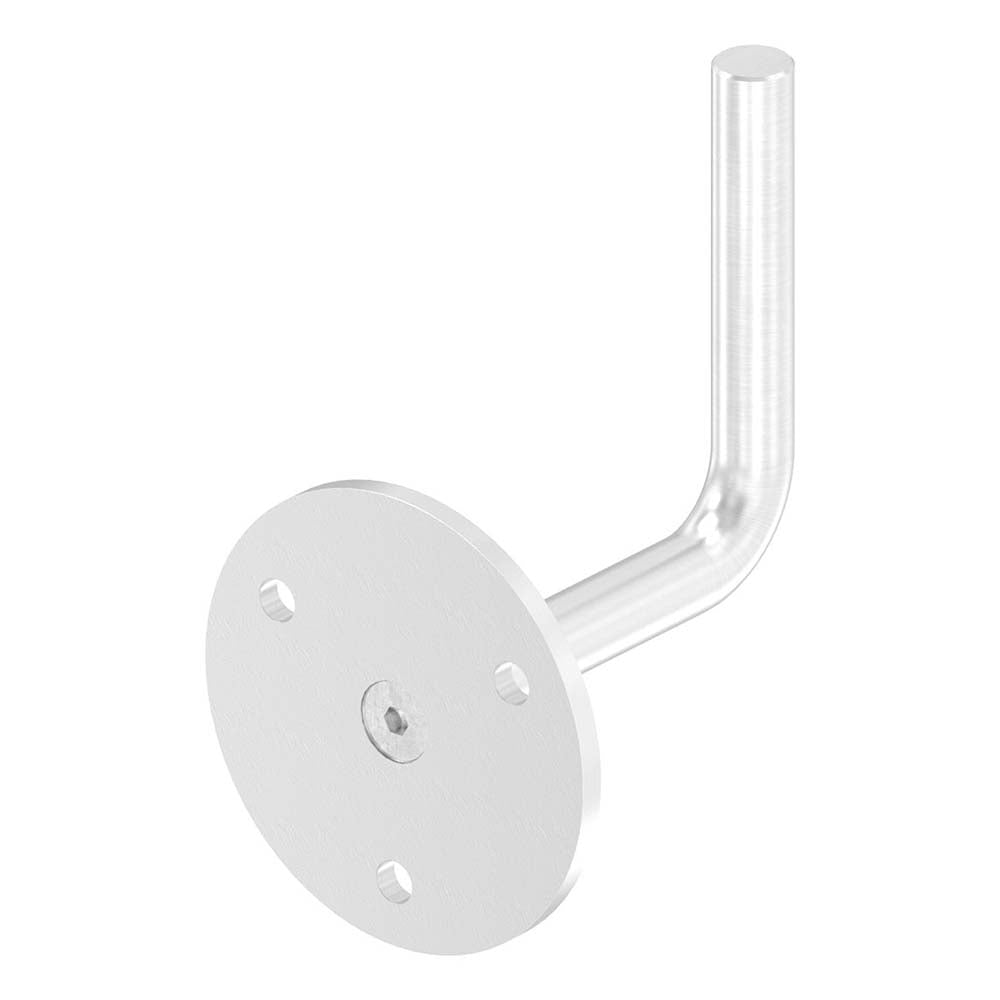 Handlaufhalter zur Wandbefestigung mit verschraubter Ronde 70 x 4mm, zum Anschweißen, mit 3 Bohrungen