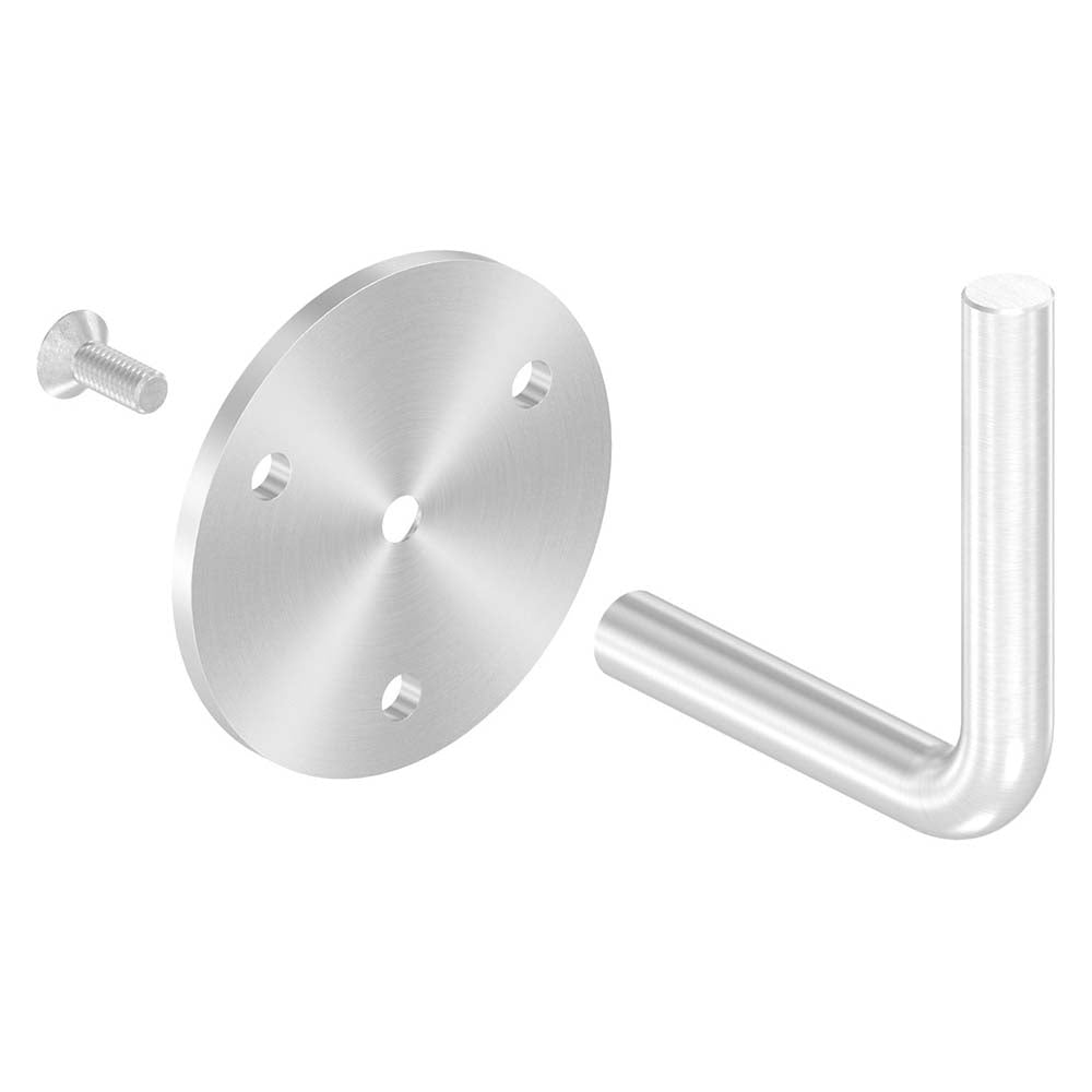 Handlaufhalter zur Wandbefestigung mit verschraubter Ronde 70 x 4mm, zum Anschweißen, mit 3 Bohrungen