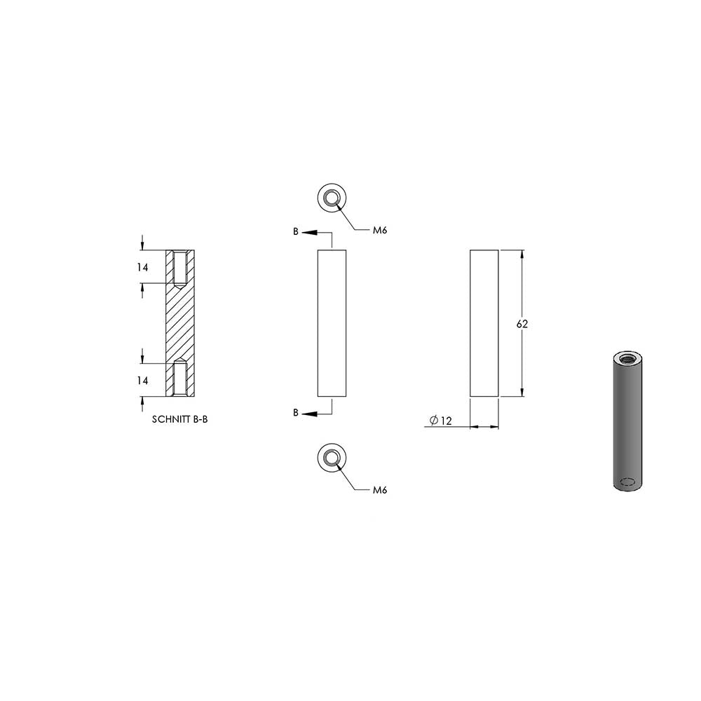 Handlaufstütze gerade mit 60 x 5mm Ronde, für ø 42,4mm Rohr