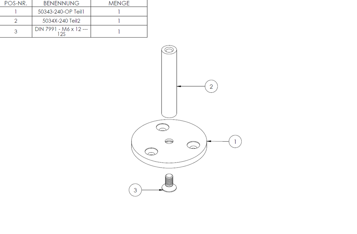 Handlaufstütze gerade mit 60 x 5mm Ronde, mit M6 Innengewinde