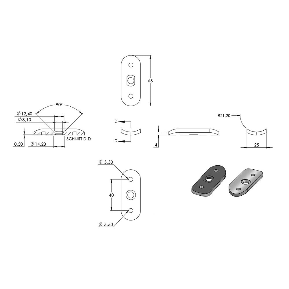 Handlaufhalter zur Glasbefestigung mit maximaler Glasstärke von 25,52mm, für ø 42,4 mm Rohr