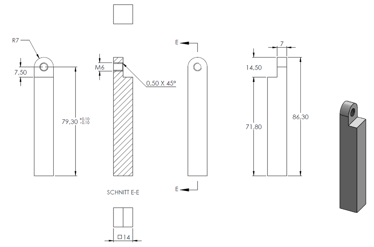 Handlaufhalter flexibel eckig zur Glasbefestigung, 360° drehbar mit maximaler Glasstärke von 21,52mm, für Vierkant-Rohr