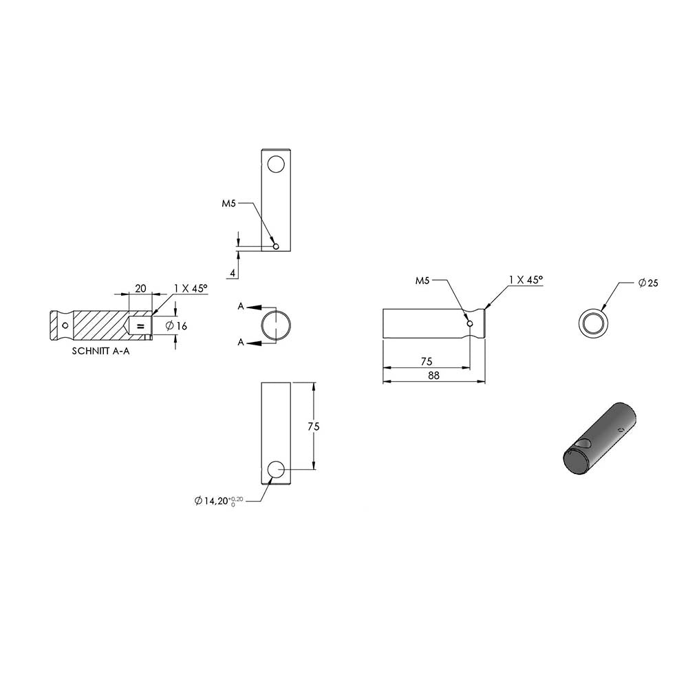 Handlaufhalter zur Pfostenbefestigung, für ø 42,4mm Pfosten an ø 42,4mm Rohr