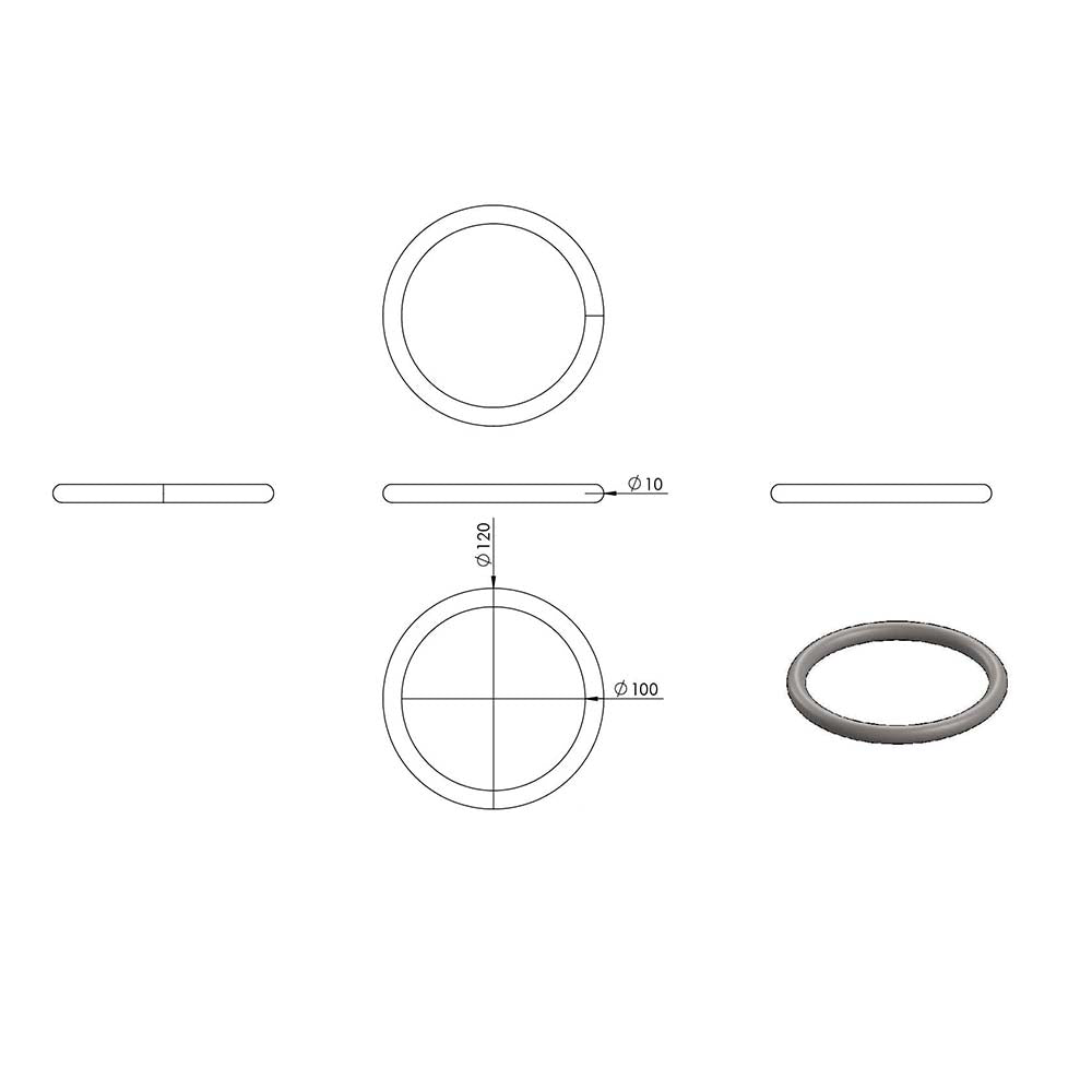 Ring, Außendurchmesser 120mm, verschweißt und elektropoliert, Rundmaterial 10mm