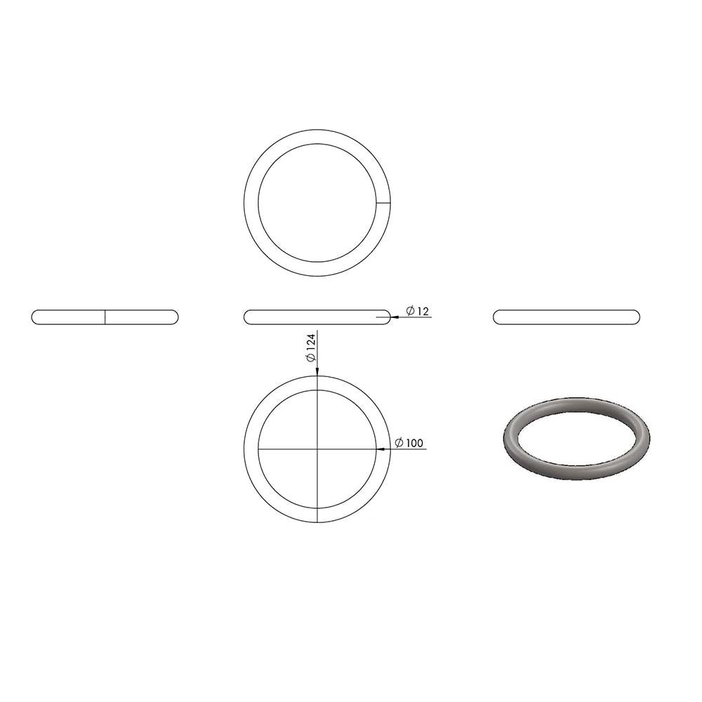 Ring, Außendurchmesser 124mm, verschweißt und elektropoliert, Rundmaterial 12mm
