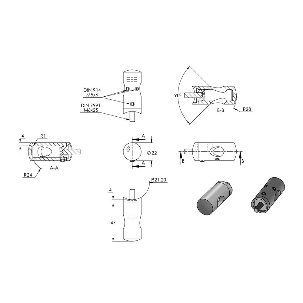 Querstabhalter 90° Außenecke, Anschluss für ø 42,4mm Rohr, für Stab ø 12mm, aus V2A