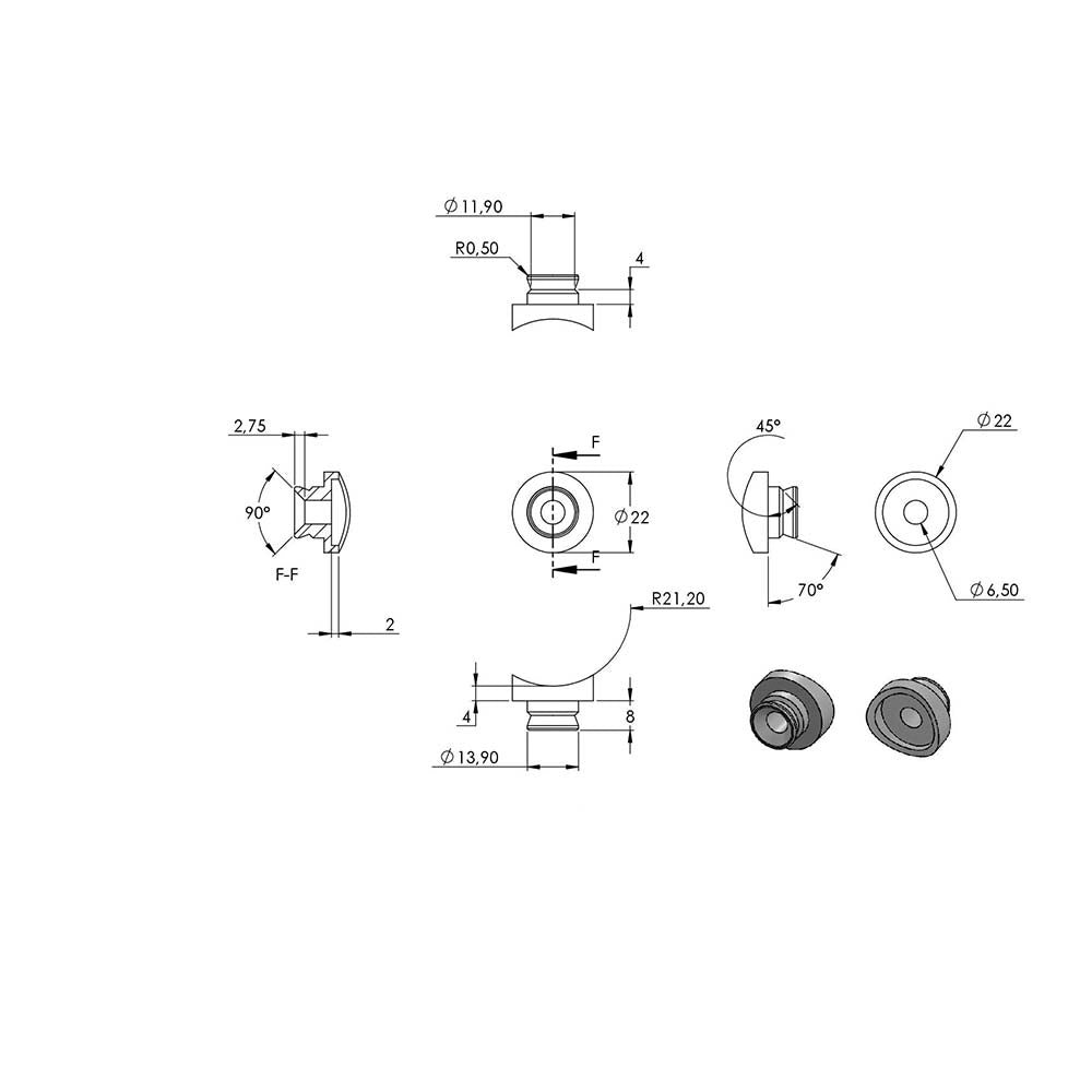 Querstabhalter 90° Außenecke, Anschluss für ø 42,4mm Rohr, für Stab ø 12mm, aus V2A