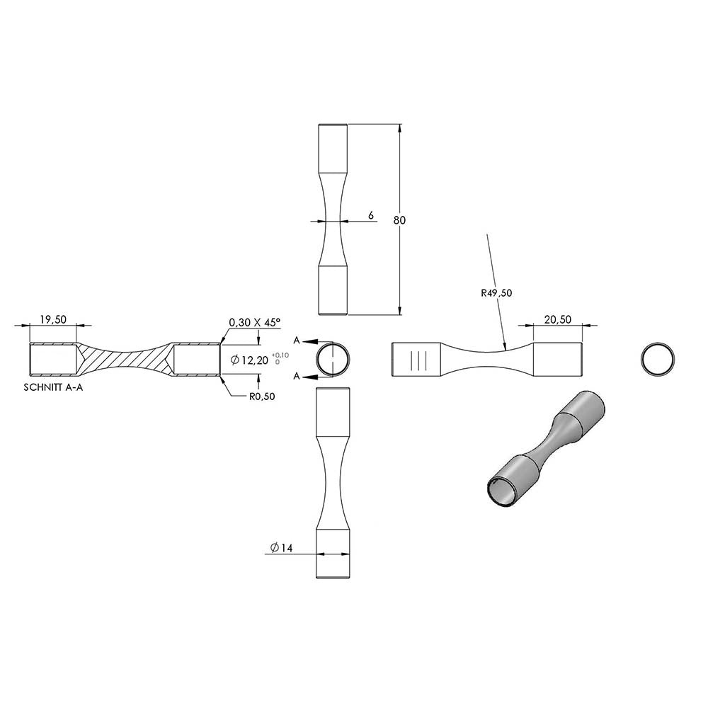 Stab-Verbindungsstück flexibel, für Stab ø 12 mm, zum Biegen