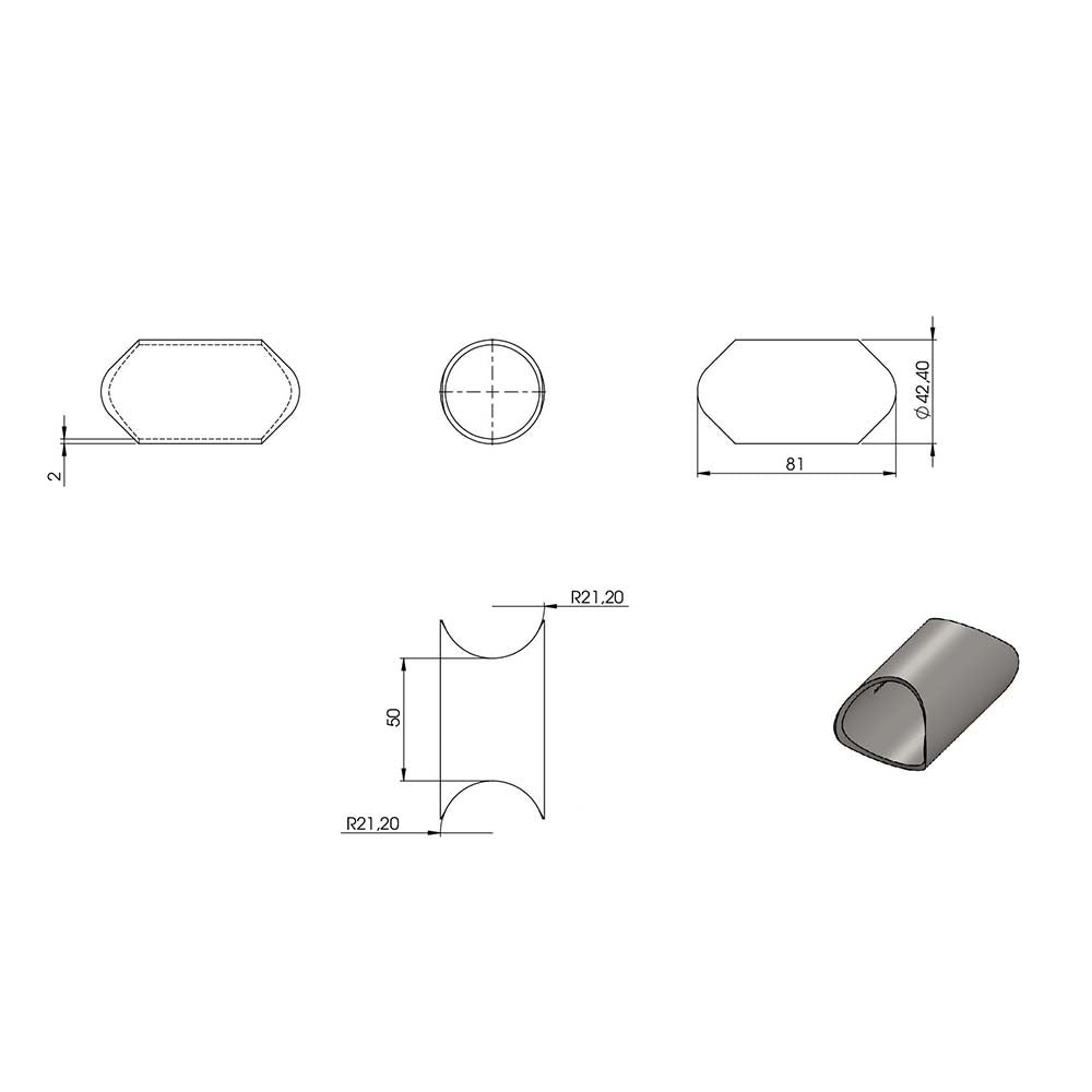 Rohrverbindungsstück zum Anschweißen ø 42,4mm, für Rohr 42,4mm an Rohr 42,4mm