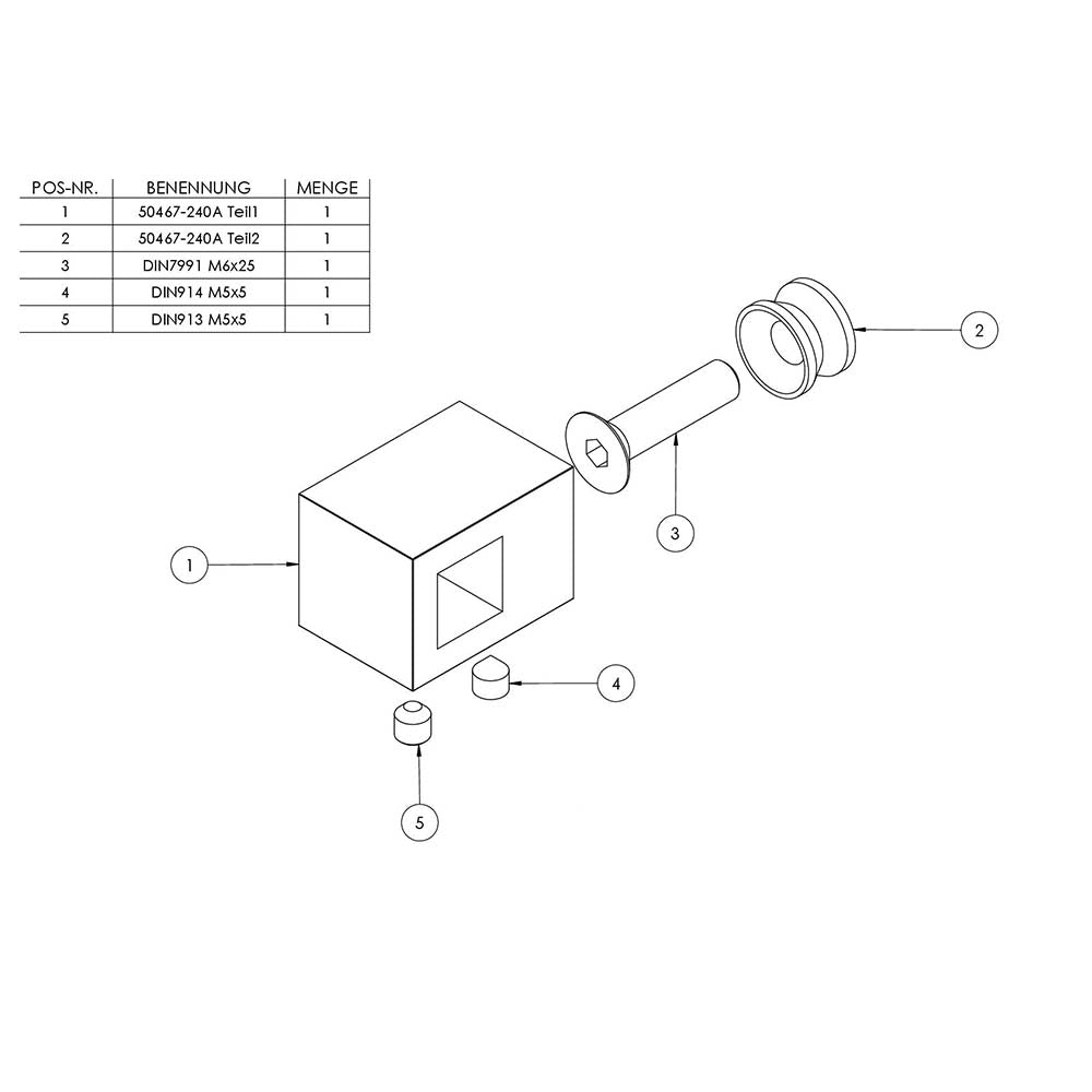 Querstabhalter Anschluss flach, für Vierkant-Stab 12x12 mm