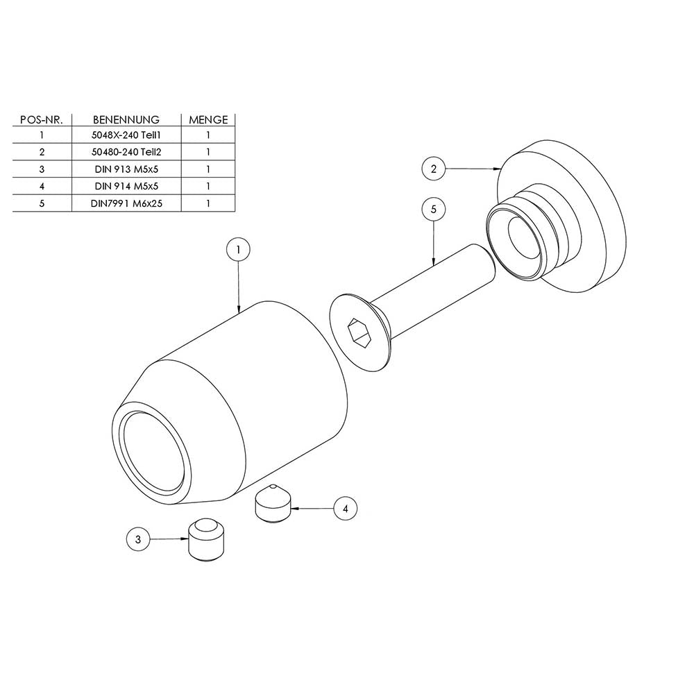 Querstabhalter ø 22mm zum Stoßen von vorne, Anschluss flach, für Stab ø 12 mm