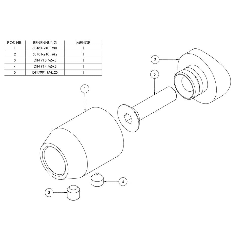 Querstabhalter ø 22mm zum Stoßen von vorne, Anschluss ø 33,7mm Rohr, für Stab ø 12 mm