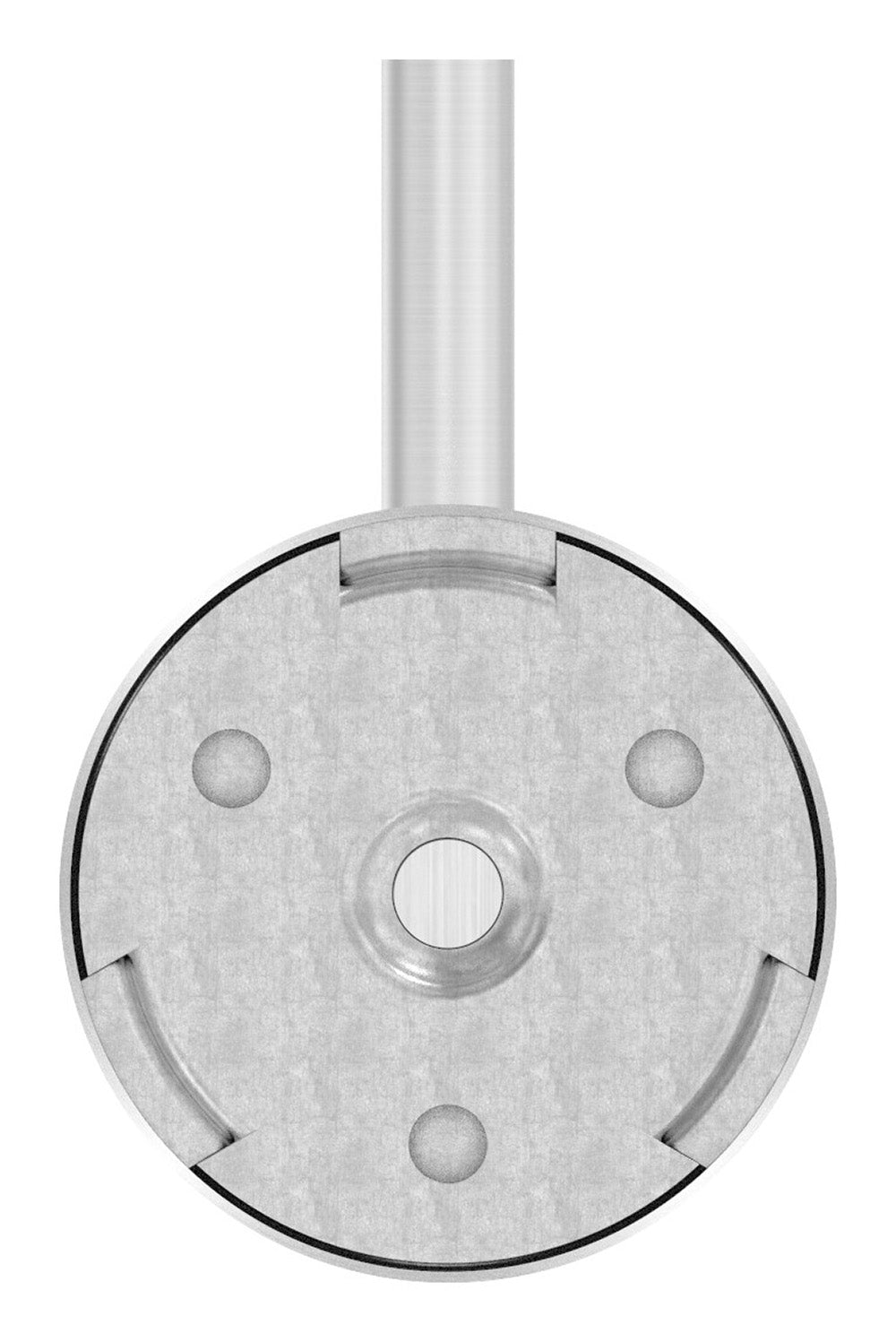 Handlaufhalter zur Wandbefestigung, mit verschweißter 70 x 2mm Ronde und Clip-Rosette, mit Innengewinde M6