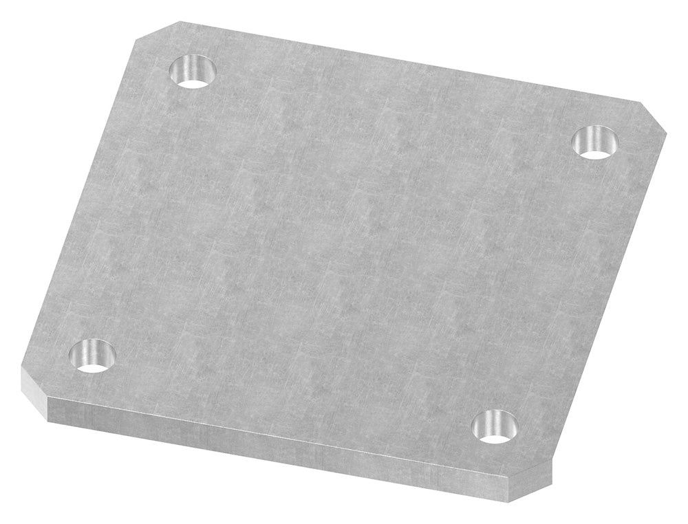 Ankerplatte 150 x 150mm, Stärke 10mm, mit vier ø 13mm Rundlöcher, gelasert, Stahl roh