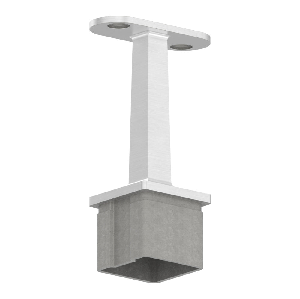 Handlaufstütze für 40 x 40 x 2,0mm Pfosten, mit Halteplatte für Vierkant-Handlauf