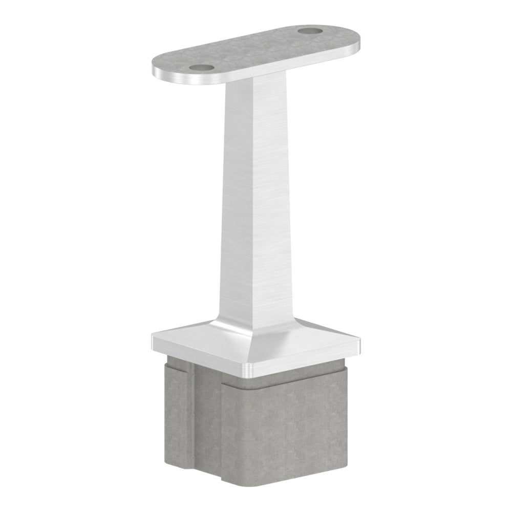 Handlaufstütze für 40 x 40 x 2,0mm Pfosten, mit Halteplatte für Vierkant-Handlauf