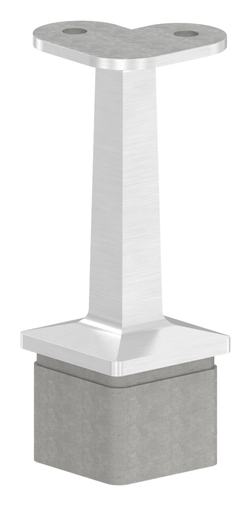 90° Handlaufstütze für 40 x 40 x 2,0mm Pfosten, mit Halteplatte für Vierkant-Handlauf