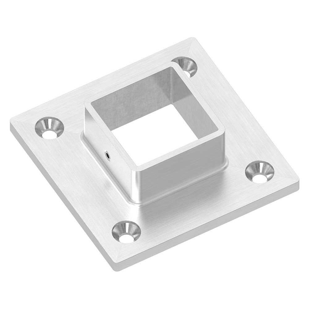 Wandflansch/Bodenanker, Platte ø 90 x 90 x 6mm, für Rohr 40 x 40 x 2mm mit Madenschraube seitlich