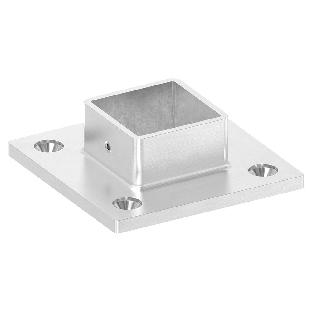 Wandflansch/Bodenanker, Platte ø 90 x 90 x 6mm, für Rohr 40 x 40 x 2mm mit Madenschraube seitlich