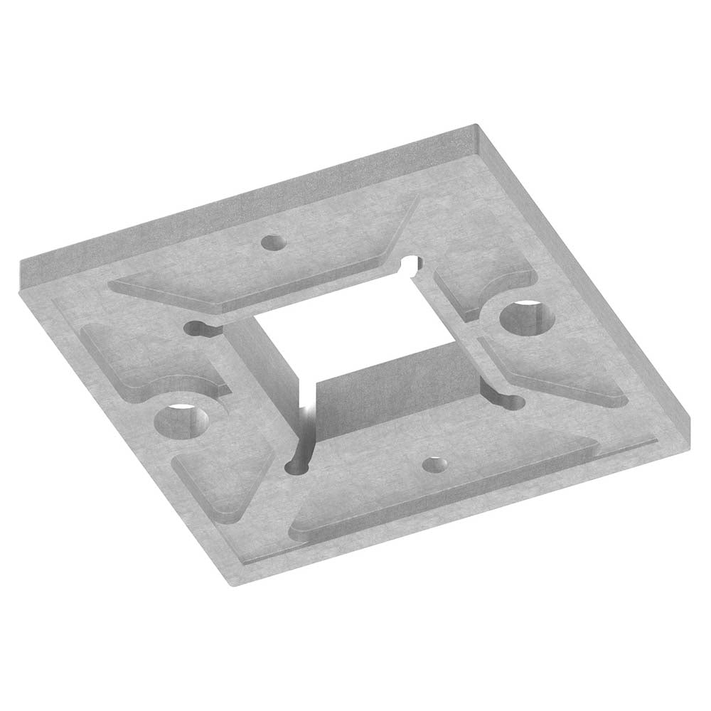 Ankerplatte 100 x 100 x 6mm, mit 2 x ø 11mm und 2 x ø 5mm Bohrung, für Rohr 40 x 40mm