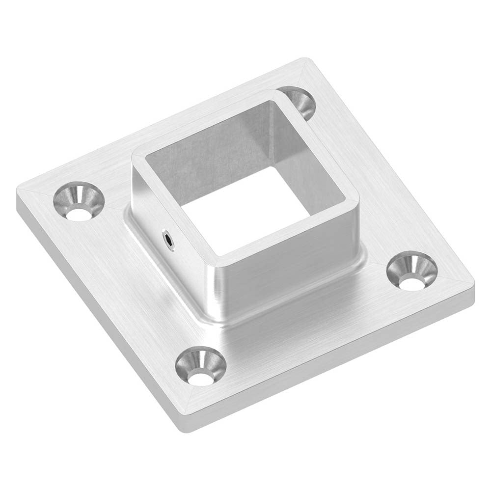 Wandflansch/Bodenanker, Platte ø 70 x 70 x 6mm, für Rohr 30 x 30 x 2mm mit Madenschraube seitlich