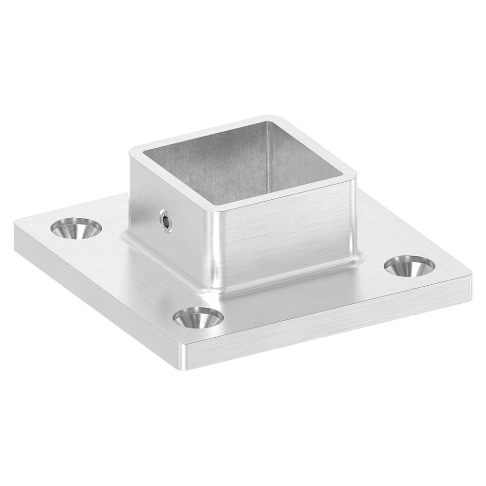 Wandflansch/Bodenanker, Platte ø 70 x 70 x 6mm, für Rohr 30 x 30 x 2mm mit Madenschraube seitlich