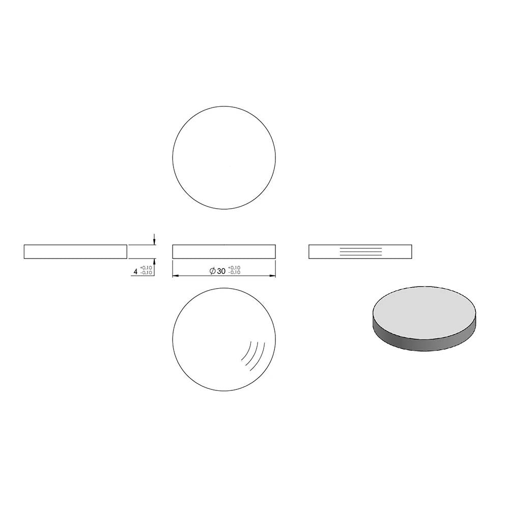 Ronde ø 30mm, Stärke 4mm, einseitig geschliffen, mit Rundschliff