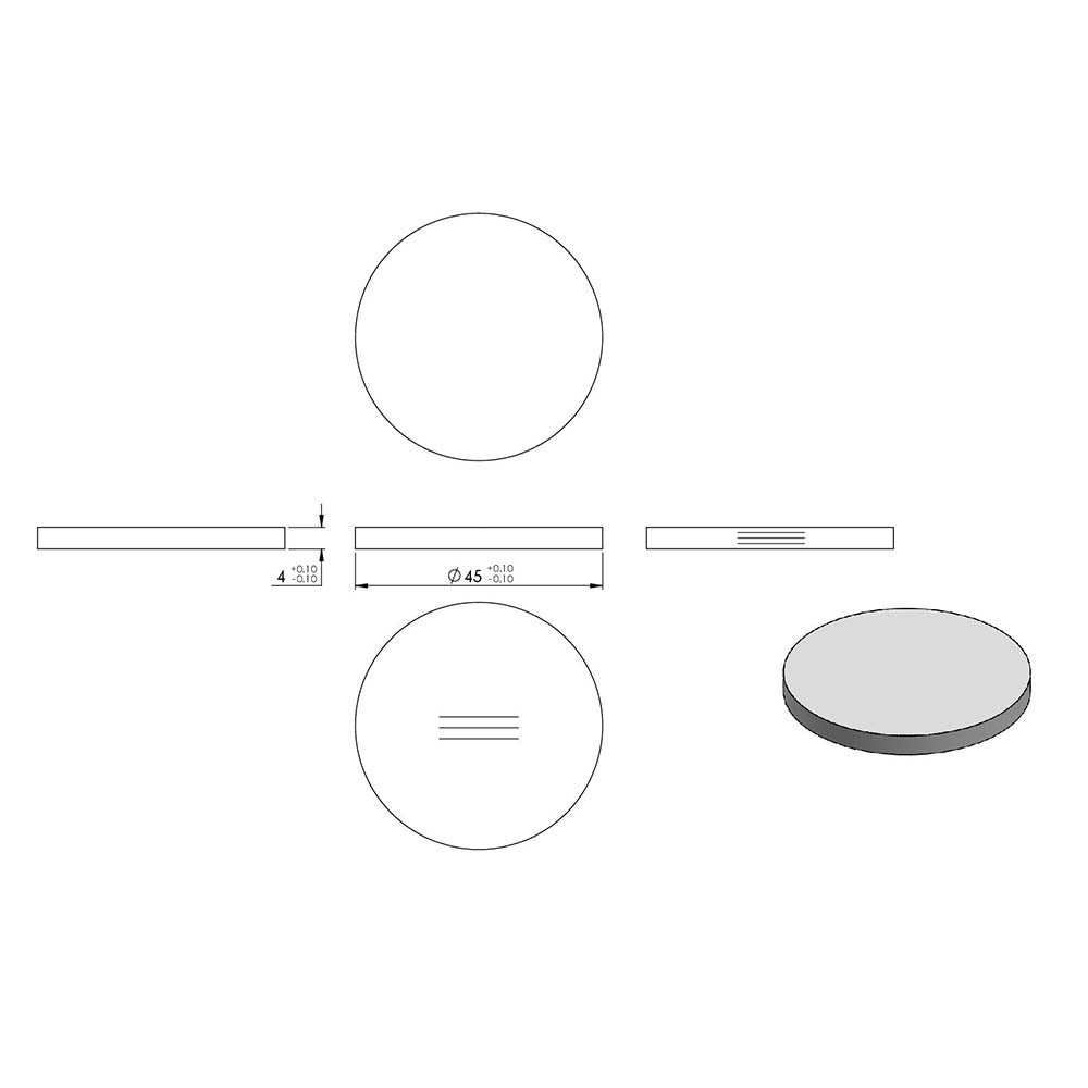 Ronde ø 45mm, Stärke 4mm, einseitig geschliffen, mit Längsschliff