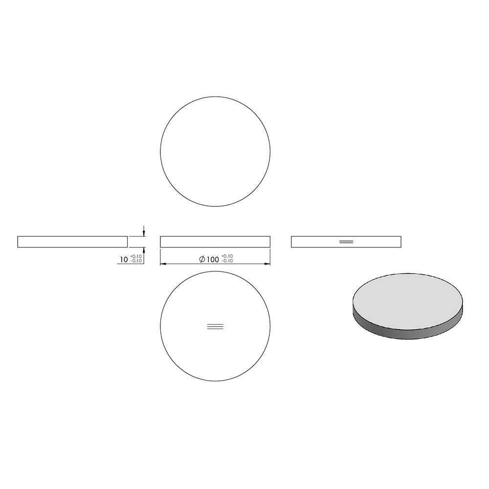 Ronde ø 100mm, Stärke 10mm, einseitig geschliffen, gelasert, mit Längsschliff