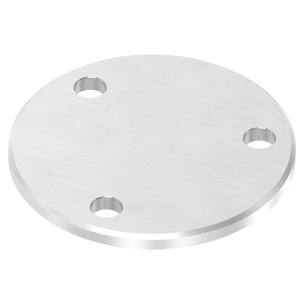 Ronde ø 100mm mit Fase, Stärke 6mm, mit drei ø 11mm Bohrungen, einseitig geschliffen, mit Längsschliff
