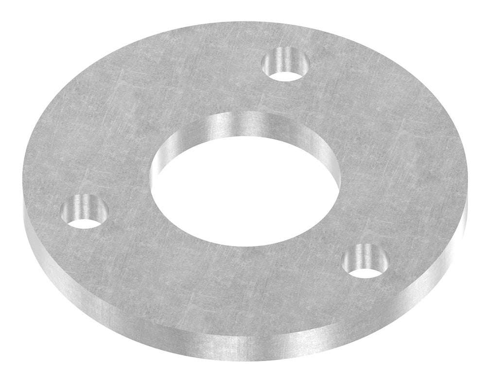 Ronde ø 100mm, Stärke 8mm, mit drei ø 11mm Bohrungen und ø 43mm Mittelbohrung, gelasert, Stahl roh